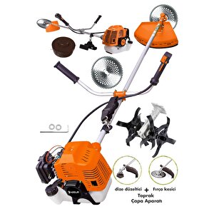 11000rpm 5.9 Hp Yan Tipi Benzinli Motorlu Ot Çalı Çim Biçme Tırpanı + Çapalama Aparatlı