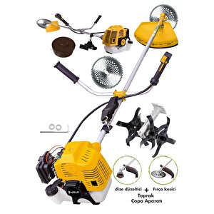 11000rpm 5.9 Hp Yan Tipi Benzinli Motorlu Ot Çalı Çim Biçme Tırpanı + Çapalama Aparatlı