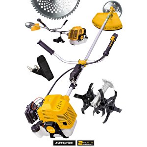 11000rpm 5.9 Hp Yan Tipi Benzinli Motorlu Ot Çalı Çim Biçme Tırpanı + Çapalama Aparatlı