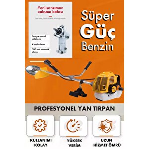 11000rpm 5.9 Hp Yan Tipi Benzinli Motorlu Ot Çalı Çim Biçme Tırpanı + Çapalama Aparatlı