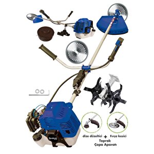 Plus 11000rpm 5.9 Hp Yan Tipi Benzinli Motorlu Ot Çalı Çim Biçme Tırpanı + Çapalama Aparatlı