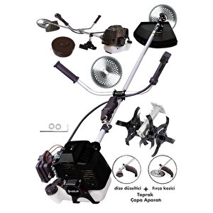 11000rpm 5.9 Hp Yan Tipi Benzinli Motorlu Ot Çalı Çim Biçme Tırpanı + Çapalama Aparatlı