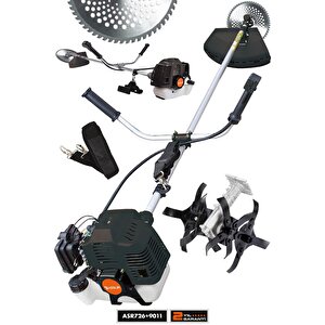 11000rpm 5.9 Hp Yan Tipi Benzinli Motorlu Ot Çalı Çim Biçme Tırpanı + Çapalama Aparatlı