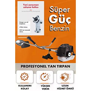 11000rpm 5.9 Hp Yan Tipi Benzinli Motorlu Ot Çalı Çim Biçme Tırpanı + Çapalama Aparatlı
