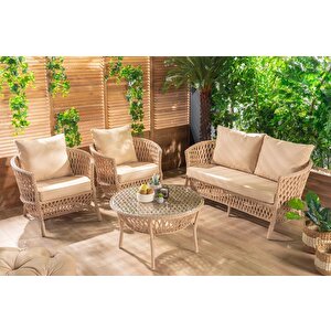 Bahçe Mobilyası 2'li Takım Dubai Rattan A Sınıfı Cappuccino