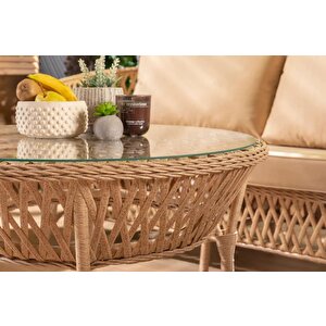 Bahçe Mobilyası 2'li Takım Dubai Rattan A Sınıfı Cappuccino