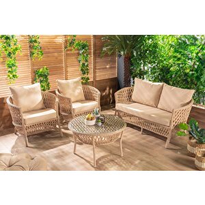 Bahçe Mobilyası 2'li Takım Dubai Rattan A Sınıfı Cappuccino