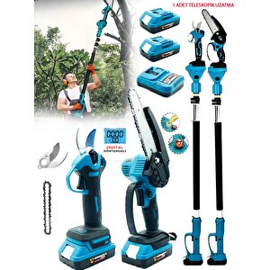 Kömürsüz 10'lu Set Teleskopik Kırıcı-matkap-dekupaj-daire Testere-budama Testeresi-makas-taşlama-somun Sökme-led Aydınlatma