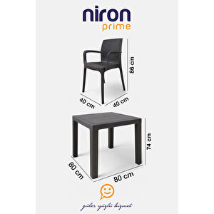 Niron Maya 4 Kişilik Rattan Plastik Bahçe Masa Sandalye Takımı – Özel Teslimat Ve Montaj