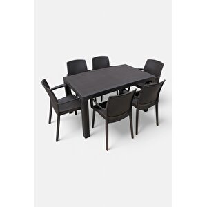 Maya 6 Kişilik Rattan Plastik Bahçe Masa Sandalye Takımı Özel Teslimat Ve Montaj