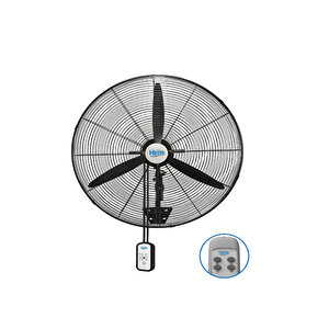 Hef-dk750 210w 75 Cm Siyah 3 Kanat Kumandalı Sanayi Tipi Duvar Vantilatörü
