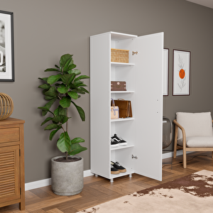 Lumi Tek Kapaklı Çok Amaçlı Dolap - Beyaz - 180x45x42 Cm