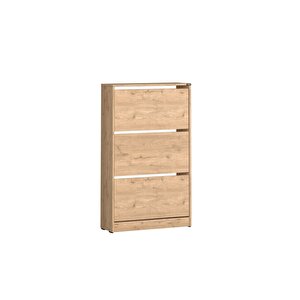 Flat Duo 3 Katlı Geniş Ayakkabılık - Florida Meşe 73x119x26 Cm