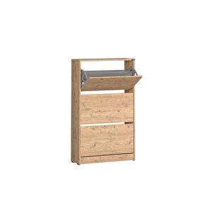 Flat Duo 3 Katlı Geniş Ayakkabılık - Florida Meşe 73x119x26 Cm