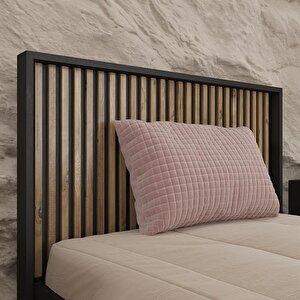 Nova Zebra Desen Tek Kişilik Premium Karyola -minifiks - Wood Siyah / Atlantik Çam