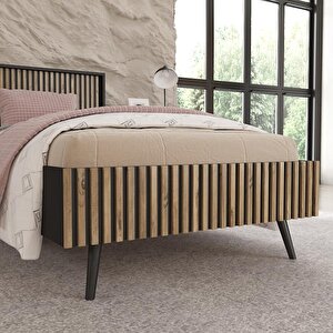 Nova Zebra Desen Tek Kişilik Premium Karyola -minifiks - Wood Siyah / Atlantik Çam