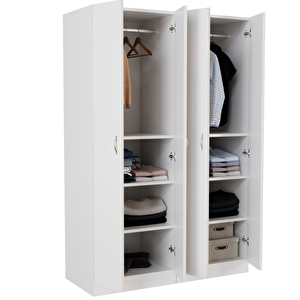 Gümüş Giyinme Dolabı - Çok Amaçlı Dolap - Gardırop 180 Cm-4 Kapaklı