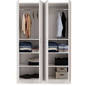 Gümüş Giyinme Dolabı - Çok Amaçlı Dolap - Gardırop 180 Cm-4 Kapaklı