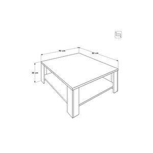 New Line Kare Orta Sehpa - Latte 90x35x90 Cm (gxyxd)