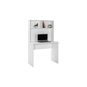 White Raflı Çalışma Masası-mat Beyaz 90x148x52 Cm (gxyxd)