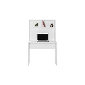 White Raflı Çalışma Masası-mat Beyaz 90x148x52 Cm (gxyxd)