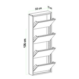 4 Kapaklı Metal Ayakkabılık Beyaz