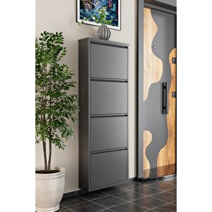 4 Kapaklı Metal Ayakkabılık Antrasit