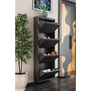 4 Kapaklı Metal Ayakkabılık Antrasit