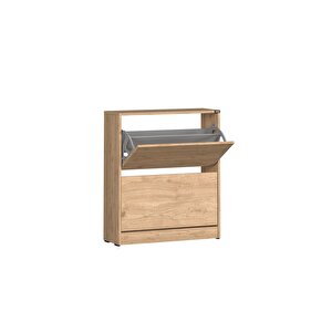Flat Duo 2 Katlı Geniş Ayakkabılık - Florida Meşe 73x84x26 Cm