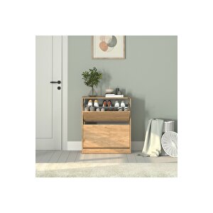 Flat Duo 2 Katlı Geniş Ayakkabılık - Florida Meşe 73x84x26 Cm