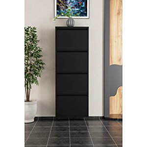 4 Kapaklı Metal Ayakkabılık Siyah
