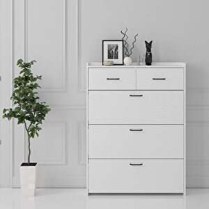 Melodi 3 Düşer Kapaklı 2 Çekmeceli Ayakkabılık - Wood Beyaz