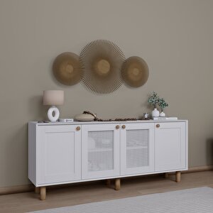 Bohem Serisi Natura 2 Kapak Pvc Hasır Desen Mat Beyaz Konsol