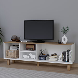 Bohem Serisi Garden Meşe - Beyaz Pvc Hasır Desen Tv Ünites