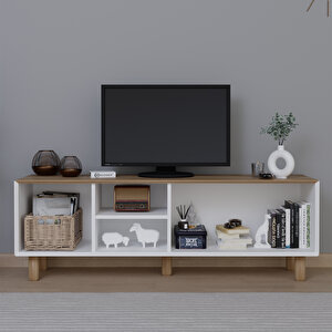 Bohem Serisi Garden Meşe - Beyaz Pvc Hasır Desen Tv Ünites