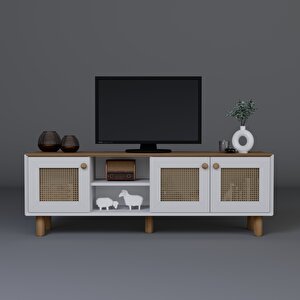 Bohem Serisi Garden Meşe - Beyaz Pvc Hasır Desen Tv Ünites