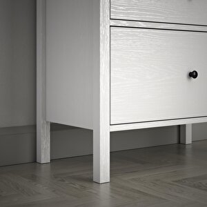 Venezia 4 Çekmeceli Şifonyer Ahşap Ayaklı - Minifiks - Wood Beyaz