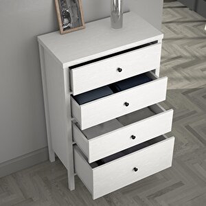 Venezia 4 Çekmeceli Şifonyer Ahşap Ayaklı - Minifiks - Wood Beyaz