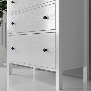 Venezia 3 Çekmeceli Şifonyer Ahşap Ayaklı - Minifiks - Wood Beyaz