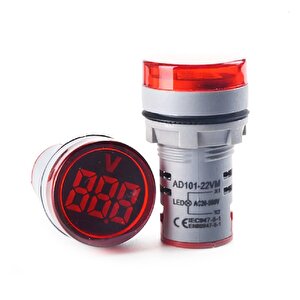 Mini Dijital Voltmetre 22mm Ac 60-500v Led Kırmızı Işık