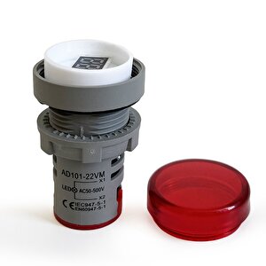 Mini Dijital Voltmetre 22mm Ac 60-500v Led Kırmızı Işık