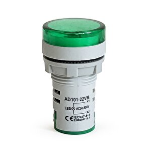 Mini Dijital Voltmetre 22mm Ac 60-500v Led Yeşil Işık