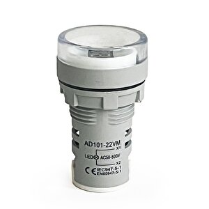 Mini Dijital Voltmetre 22mm Ac 60-500v Led Beyaz Işık
