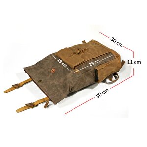 Muchuan 9120 Kanvas Deri Retro Sırt Çantası Kahverengi