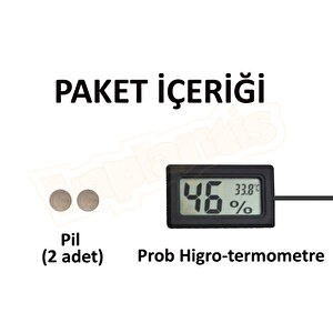 Aek-tech Dijital Problu Nem Ölçer Termometre  (siyah)