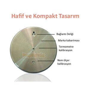 Anymetre Th603 Termometre Nem Ölçer Higrometre Paslanmaz Çelik Metal Çerçeve