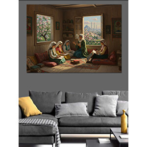 Pencereden İstanbul Manzaralı Kurs Dekoratif Kanvas - Mdf Ahşap Tablo 50x70 cm