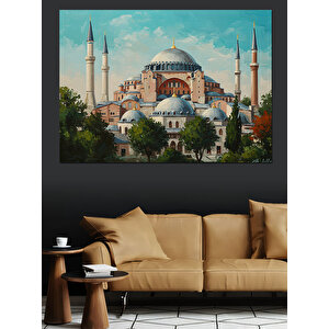 Ayasofya Ve İstanbul Manzarası Dekoratif Kanvas - Mdf Ahşap Tablo