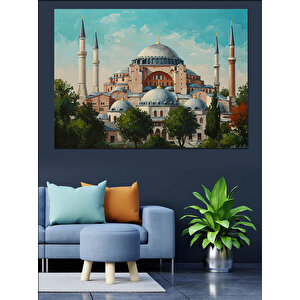 Ayasofya Ve İstanbul Manzarası Dekoratif Kanvas - Mdf Ahşap Tablo