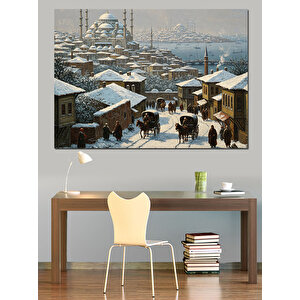 Karla Kaplı Eski İstanbul Dekoratif Kanvas - Mdf Ahşap Tablo 70x100 cm
